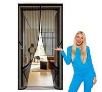 Magnétique Rideau de Porte 202 x 250 cm Sans Perçage, Installation Facile Rideau en Maille Anti Mouches et Insectes pour Balcon, Cave et Terrasse, Noir