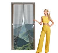 Magnétique Rideau de Porte 79 x 190 cm Sans Perçage, Installation Facile Moustiquaire de Balcon Sans Perçage, Fermeture Automatique Idéale pour Balcons, Caves, Chambres, Gris
