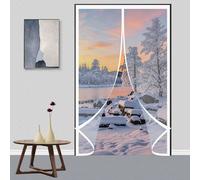 Magnétique Rideau Thermique 94 x 215 cm Isolant Anti Froid Porte Entrée, Coupe-Vent, Imperméable, Fermeture Automatique Rideau de Porte Imperméable pour Balcon Bain Salon, A