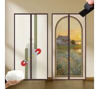 Magnétique Rideaux De Porte Isolant Thermique, Rideau Coupe Froid D'Hiver 3 Couches Épaissies Rideaux De Portes En Coton Et Lin, Réduit Bruit, Économise L'énergie(Light,80cmx210cm)