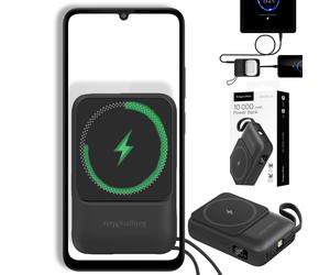 Magnetisches Induktions-Powerbank Kruger&Matz 10000 mAh mit Kabel, schwarz