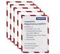 magnetoplan 1131446 Magnetofix Safety Cadre aimanté Lot de 5. Format A4 Rouge/Blanc