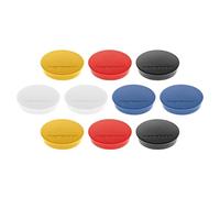 magnetoplan aimants Discofix Standard, 10 pièces, aimants avec capuchon plastique en 5 couleurs vives, ronds, avec surface magnétique à revêtement spécial