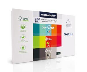 magnetoplan carte de communication set 2, 20 x 10 cm, set de 3 cartes vierges avec les palettes de couleurs Sea Dusk, Neon et Grey, 120 g/m², 750 pièces en papier FSC