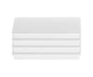 magnetoplan Discofix aimants rectangulaires sur carte blister, 4 pièces, aimants avec capuchon plastique blanc, rectangulaires, avec surface magnétique à revêtement spécial