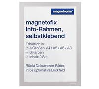 Magnetoplan Holtz magnetofix Lot de 2 cadres d'information autocollants, A6, argentés,