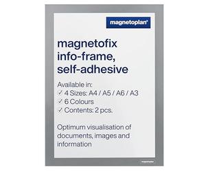 magnetoplan magnetofix cadre d'information, 2 pièces, cadre d'information autocollant avec fermeture magnétique, DIN A4, cadre magnétique gris pour affiches et documents