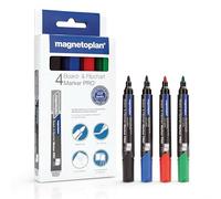 magnetoplan Set de marqueurs Pro+ 12281 pour tableau blanc noir, bleu, rouge, vert 4 pièces