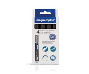 magnetoplan marqueur pour tableaux et paperboards PRO+, 4 pièces, marqueur polyvalent à pointe ogive noire, épaisseur de trait 1,5-3 mm, pour tableaux blancs et papier pour paperboards