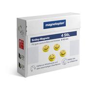 Magnetoplan Set de 6 Aimants Smiley Diamètre 40 mm, jaune/noir
