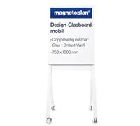 magnetoplan Tableau blanc design, mobile et magnétique - Double face - Grand tableau magnétique sur roulettes - Surface en verre de qualité supérieure - l x H x P : 760 x 1800 x 600 mm