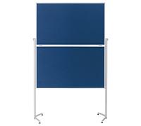 magnetoplan tableau de présentation pliable Feutre avec pieds rabattables, avec Roues Pivotantes Roulettes Pliable 120 x 150 cm bleu