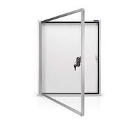 magnetoplan Vitrine CC 4 x A4, autres tailles au choix avec verre de sécurité pour l'extérieur, blanc/aluminium/gris