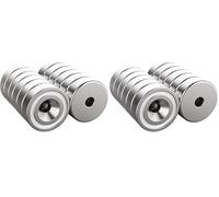 Magnetpro 12 pièces aimants 7 KG Force 16 x 5 mm avec Trou et Capsule, Aimant en Pot fraisé avec vis (Lot de 2)