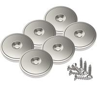 Magnetpro 6 pièces Aimants en néodyme 25 kg force 28 x 5 mm avec capsule, aimant à disque en pot avec vis