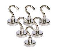 Magnetpro 6 pièces Crochets magnétiques Aimant puissant 28 kg avec crochet | Aimants de robustes avec crochet pour le réfrigérateur, suspendre, cintre magnétique pour cabines, grill