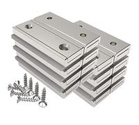 Magnetpro Lot de 16 aimants rectangulaires - 20 kg - Force : 40 x 13,5 x 5 mm - Avec trou et capsule en acier - Aimants en pot domestiques et industriels avec vis