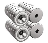 Magnetpro Lot de 24 aimants 10 kg Force 20 x 7 mm avec trou et capsule Aimant à tête fraisée avec vis
