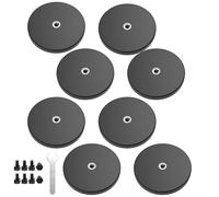 Magnetpro Lot de 8 aimants puissants caoutchoutés antidérapants, dimensions : Ø 66 mm, force d'adhérence : 30 kg, socle de montage magnétique pour barres lumineuses et miroirs supplémentaires pour