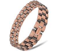 MagnetRX Bracelet Cuivre Homme - Bracelet Cuivre Magnétique avec 40 Aimants Puissants (3500 Gauss Par Aimant) - Bijou Aimanté Réglable avec Outil de Dimensionnement (President Style)
