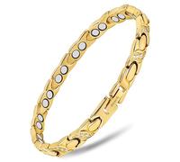 MagnetRX® Bracelet Femme Ultra Puissant - Bracelet Aimanté en Acier Inoxydable avec Cristaux - Bijou Réglable avec Outil (Or)