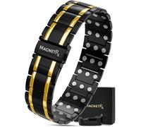 MagnetRX® Bracelet Magnétique Homme - Bracelet Homme en Acier Inoxydable Ultra-Résistant avec 57 Aimants Puissants (199000 Gauss) - Réglable avec Outil de Dimensionnement (Noir & Or)