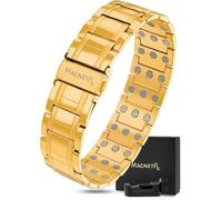 MagnetRX® Bracelet Magnétique Homme - Élégant Bracelet Homme en Acier Inoxydable Ultra-Résistant avec 57 Aimants Puissants (199000 GAUSS) - Réglable avec Outil de Dimensionnement (Or)