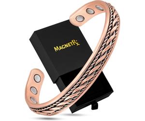 MagnetRX® Women's Copper Bracelet - Effective 99.9% Pure Magnetic Bracelets for Women - Adjustable Womens Copper Cuff Bracelet Bangle (Inlay Copper Wire)