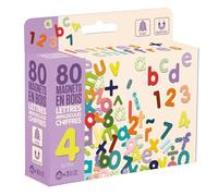 JeuJura – Magnets en bois 80 lettres minuscules, chiffres et signes – Coffret 17×15×4 cm