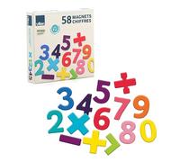 Vilac - Magnets en bois - 58 chiffres et signes - Taille adaptée aux petites mains - Couleurs pop
