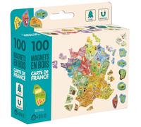 Magnets en bois - Jeujura - Carte de France - 100 pièces - 33 x 33 cm - Pour enfants à partir de 3 ans