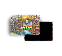 Magnets Frigo - 120 Pays au Choix - Souvenirs Touristiques Pays du Monde - Aimants Décoratifs Réfrigérateur - Cadeau Voyage - Style Traditionnel - 5,4 x 7,8 cm - 1 Unité (Inde)