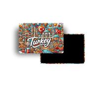Magnets Frigo - 120 Pays au Choix - Souvenirs Touristiques Pays du Monde - Aimants Décoratifs Réfrigérateur - Cadeau Voyage - Style Traditionnel - 5,4 x 7,8 cm - 1 Unité (Turquie)