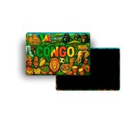 Magnets Frigo - 120 Pays au Choix - Souvenirs Touristiques Pays du Monde - Aimants Décoratifs Réfrigérateur - Cadeau Voyage - Style Traditionnel - 5,4 x 7,8 cm - 1 Unité (Congo)