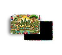 Magnets Frigo - 120 Pays au Choix - Souvenirs Touristiques Pays du Monde - Aimants Décoratifs Réfrigérateur - Cadeau Voyage - Style Traditionnel - 5,4 x 7,8 cm - 1 Unité (Cambodge)