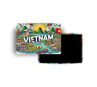 Magnets Frigo - 150 Pays au Choix - Souvenirs Touristiques Pays du Monde - Aimants Décoratifs Réfrigérateur - Cadeau Voyage - Style Traditionnel - 5,4 x 7,8 cm - 1 Unité (Vietnam)