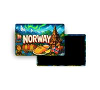 Magnets Frigo - 150 Pays au Choix - Souvenirs Touristiques Pays du Monde - Aimants Décoratifs Réfrigérateur - Cadeau Voyage - Style Traditionnel - 5,4 x 7,8 cm - 1 Unité (Norvège)