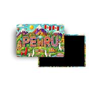 Magnets Frigo - 150 Pays au Choix - Souvenirs Touristiques Pays du Monde - Aimants Décoratifs Réfrigérateur - Cadeau Voyage - Style Traditionnel - 5,4 x 7,8 cm - 1 Unité (Pérou)