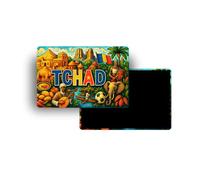 Magnets Frigo - 150 Pays au Choix - Souvenirs Touristiques Pays du Monde - Aimants Décoratifs Réfrigérateur - Cadeau Voyage - Style Traditionnel - 5,4 x 7,8 cm - 1 Unité (Tchad)
