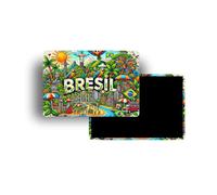 Magnets Frigo - 150 Pays au Choix - Souvenirs Touristiques Pays du Monde - Aimants Décoratifs Réfrigérateur - Cadeau Voyage - Style Traditionnel - 5,4 x 7,8 cm - 1 Unité (Brésil)