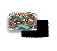 Magnets Frigo - 150 Pays au Choix - Souvenirs Touristiques Pays du Monde - Aimants Décoratifs Réfrigérateur - Cadeau Voyage - Style Traditionnel - 5,4 x 7,8 cm - 1 Unité (Guadeloupe)