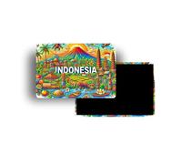 Magnets Frigo - 150 Pays au Choix - Souvenirs Touristiques Pays du Monde - Aimants Décoratifs Réfrigérateur - Cadeau Voyage - Style Traditionnel - 5,4 x 7,8 cm - 1 Unité (Indonésie)