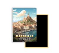 Magnets Frigo Villes du Monde - 300 Modèles aux Choix - Aimants Réfrigérateur - Souvenirs Touristiques - Cadeau Original - 5,4 x 7,8 cm - 1 Unité (Marseille)