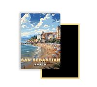 Magnets Frigo Villes du Monde - 300 Modèles aux Choix - Aimants Réfrigérateur - Souvenirs Touristiques - Cadeau Original - 5,4 x 7,8 cm - 1 Unité (San Sebastian)