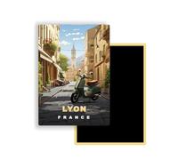 Magnets Frigo Villes du Monde - 300 Modèles aux Choix - Aimants Réfrigérateur - Souvenirs Touristiques - Cadeau Original - 5,4 x 7,8 cm - 1 Unité (Lyon)