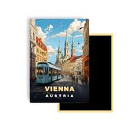 Magnets Frigo Villes du Monde - 300 Modèles aux Choix - Aimants Réfrigérateur - Souvenirs Touristiques - Cadeau Original - 5,4 x 7,8 cm - 1 Unité (Vienna)
