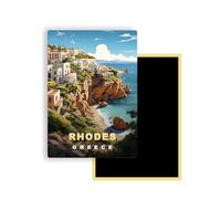 Magnets Frigo Villes du Monde - 300 Modèles aux Choix - Aimants Réfrigérateur - Souvenirs Touristiques - Cadeau Original - 5,4 x 7,8 cm - 1 Unité (Rhodes)