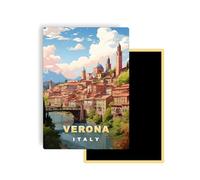 Magnets Frigo Villes du Monde - 300 Modèles aux Choix - Aimants Réfrigérateur - Souvenirs Touristiques - Cadeau Original - 5,4 x 7,8 cm - 1 Unité (Verona)