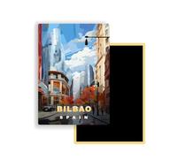 Magnets Frigo Villes du Monde - 300 Modèles aux Choix - Aimants Réfrigérateur - Souvenirs Touristiques - Cadeau Original - 5,4 x 7,8 cm - 1 Unité (Bilbao)