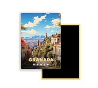 Magnets Frigo Villes du Monde - 300 Modèles aux Choix - Aimants Réfrigérateur - Souvenirs Touristiques - Cadeau Original - 5,4 x 7,8 cm - 1 Unité (Granada)